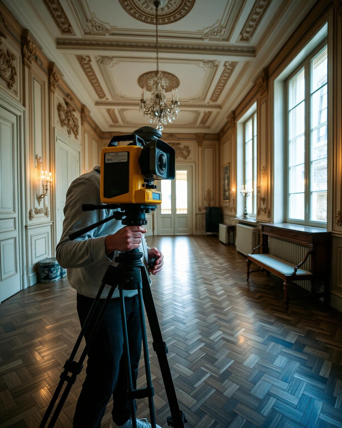 Relevé architectural au scan 3D dans un intérieur haussmannien